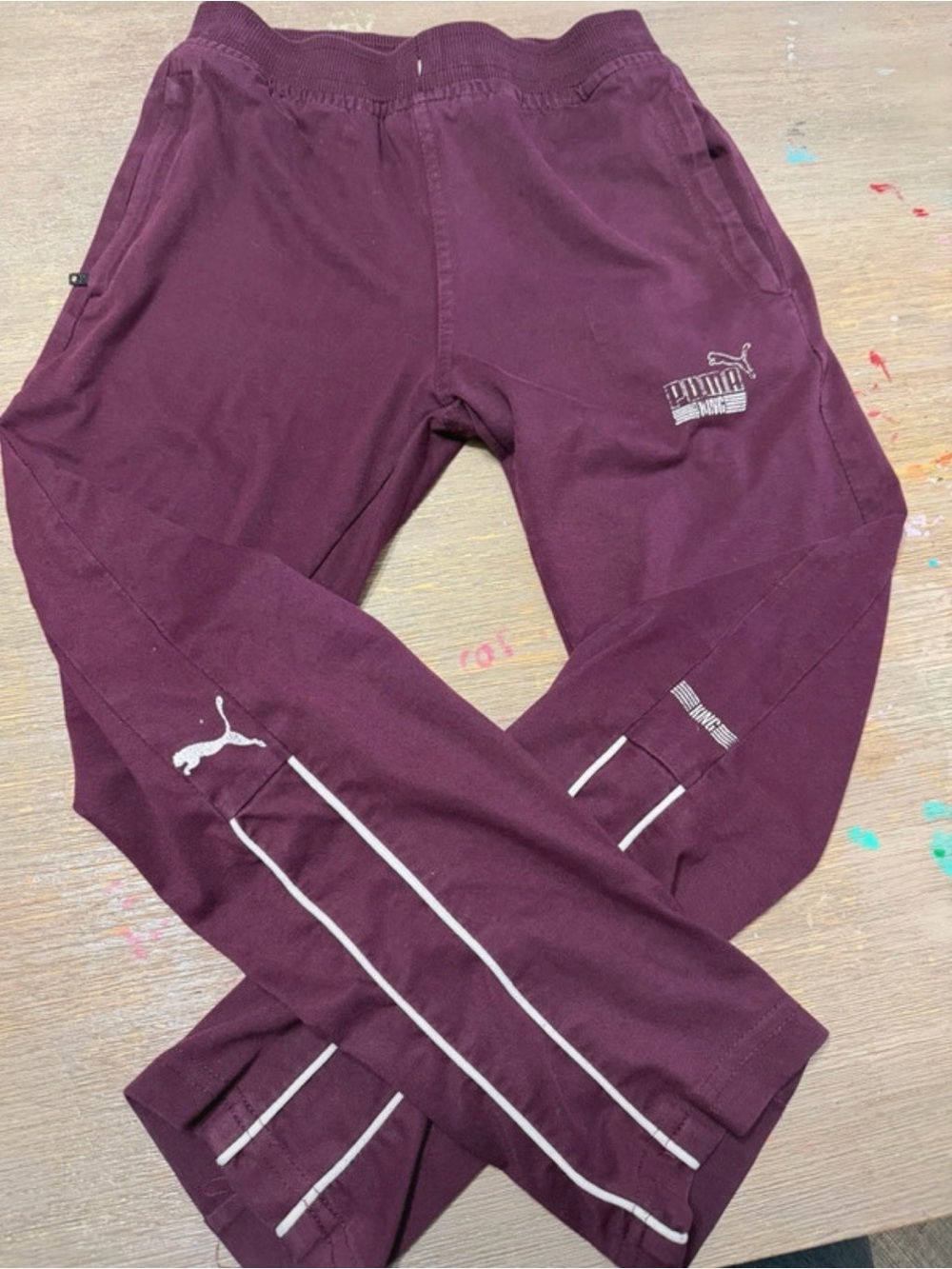 PUMA Kids Youth Burgundy Track Pants Size 30 Athletic Joggers